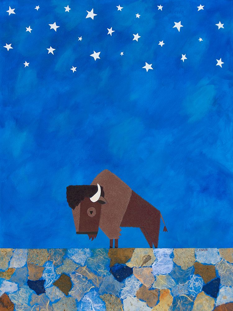 Art Print: Bison Beneath the Stars II