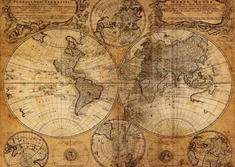 Wall Art Painting id:66122, Name: Vintage Map, Artist: GraphINC Studio