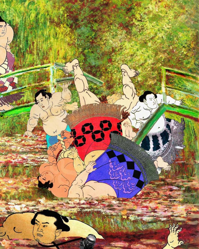 Wall art: Japanese Footbridge Mishap, by Kite, Barry