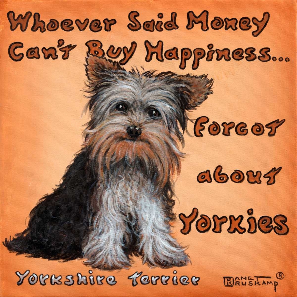 Wall Art Painting id:65766, Name: Yorkies = Happiness, Artist: Kruskamp, Janet