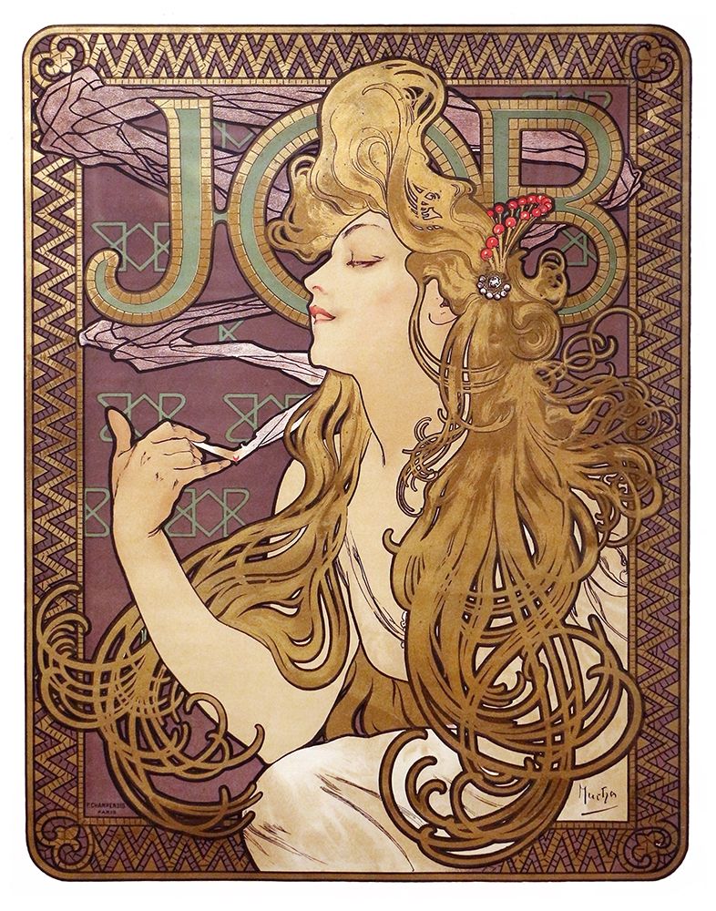 Wall art: Job Cigarette Rolling Papers Advertisement, 1897, by Mucha, Alphonse