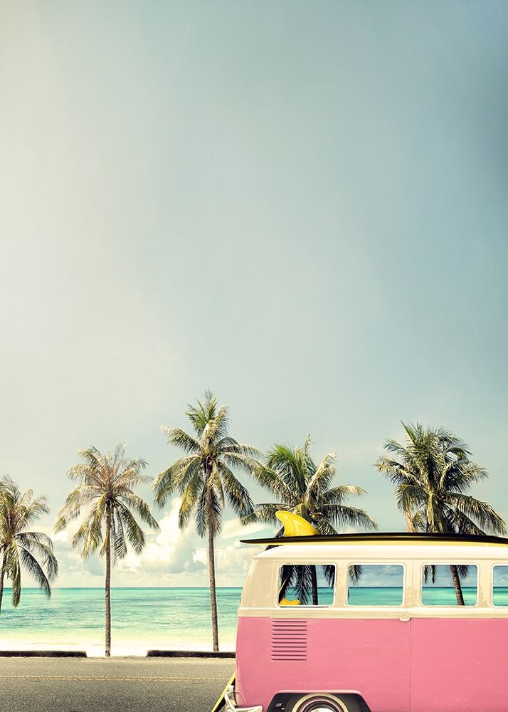 Art Print: Surf Bus Pink
