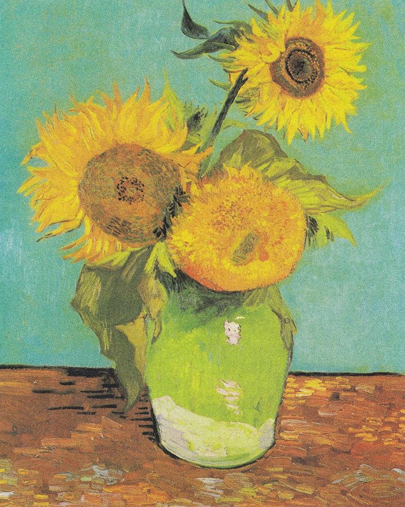 Wall art: Three Sunflowers in a Vase, 1888, by Van Gogh, Vincent