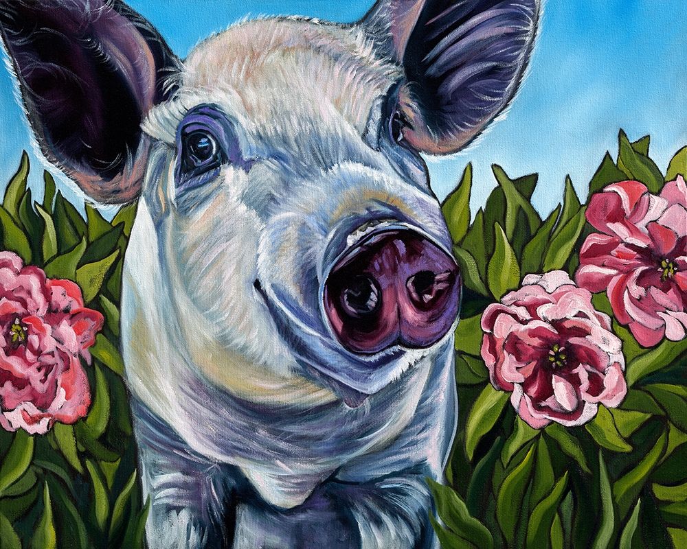 Art Print: Pigs and Peonies