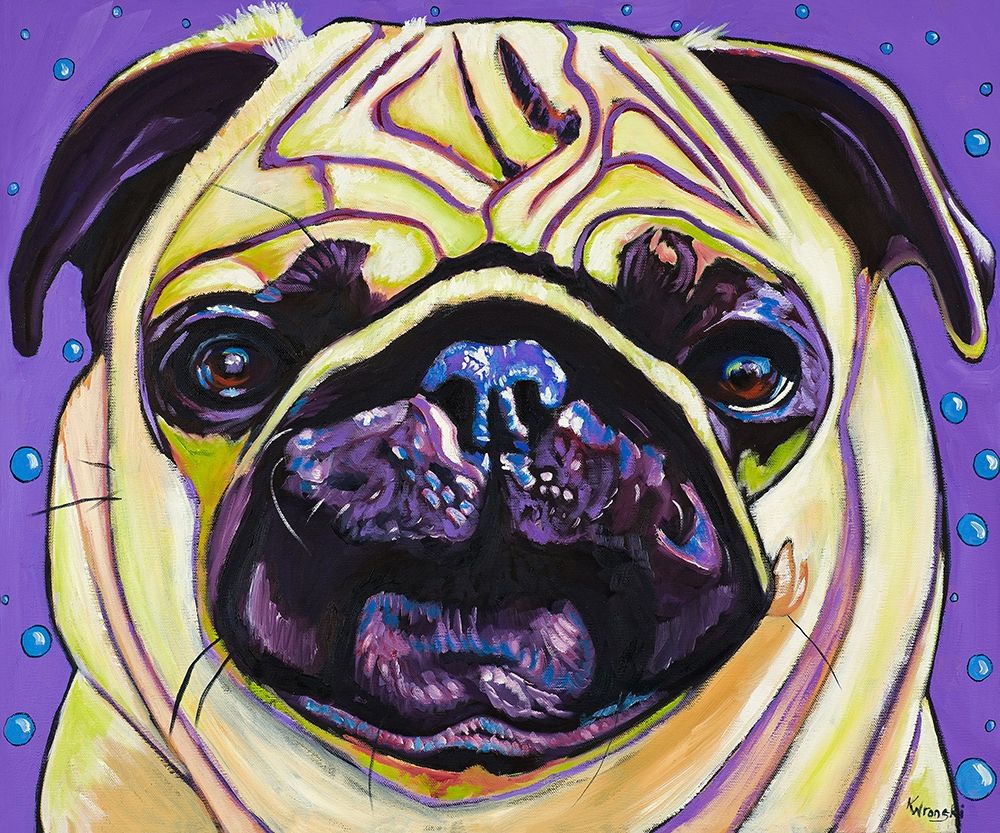 Wall Art Painting id:227426, Name: Purple Pug, Artist: Wronski, Kathryn