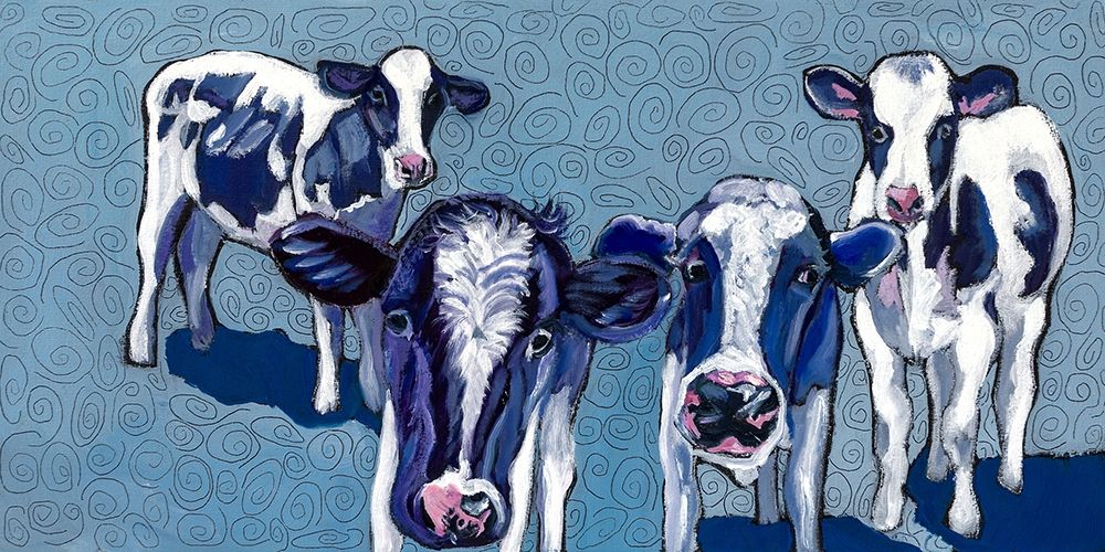 Wall Art Painting id:311032, Name: Four Cows, Artist: Wronski, Kathryn