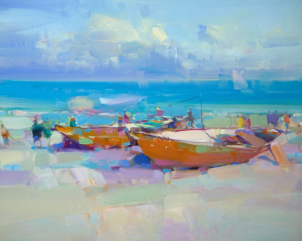 Wall Art Painting id:440619, Name: Boats On The Shore, Artist: Yeremyan, Vahe