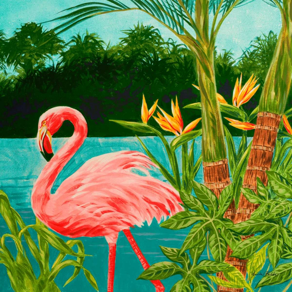 Art Print: Hot Tropical Flamingo I