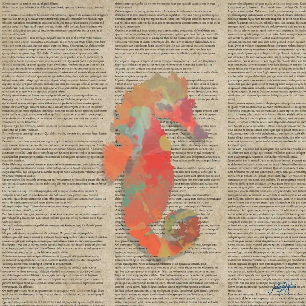 Wall Art Painting id:122137, Name: Sea Creatures on Newsprint III, Artist: DeRice, Julie