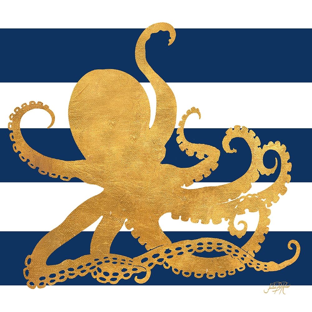 Wall Art Painting id:381241, Name: Sea Creatures on Stripes IV, Artist: DeRice, Julie