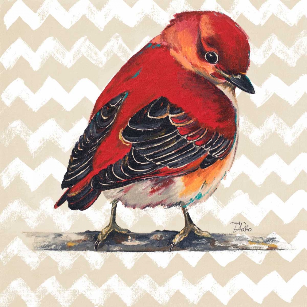 Wall Art Painting id:122193, Name: Chevron Baby Red Bird I, Artist: Pinto, Patricia