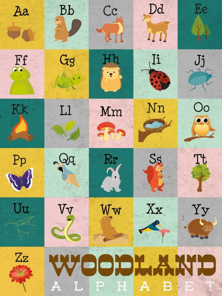 Wall Art Painting id:122196, Name: Woodland Alphabet, Artist: Josefina