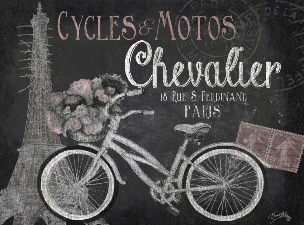Wall art: Paris Bike on Chalk Border I, by Medley, Elizabeth