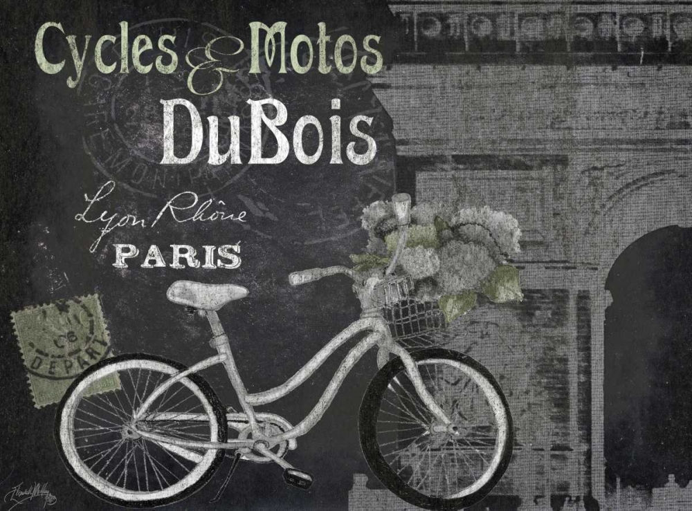 Wall art: Paris Bike on Chalk Border II, by Medley, Elizabeth