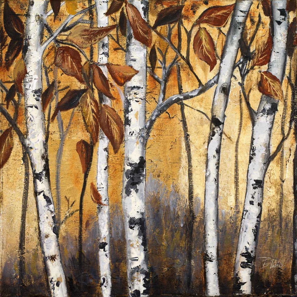 Wall art: Birchwood Trees on Gold I, by Pinto, Patricia
