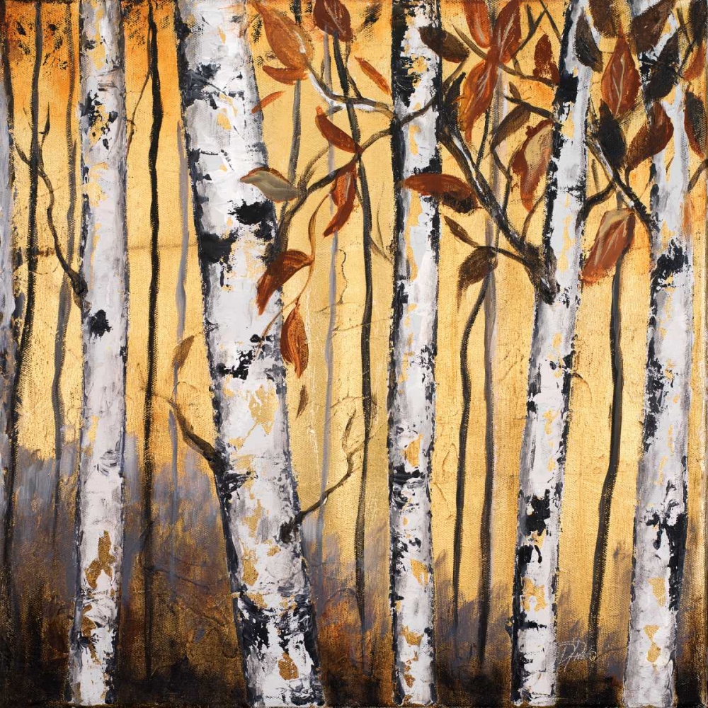 Wall art: Birchwood Trees on Gold II, by Pinto, Patricia