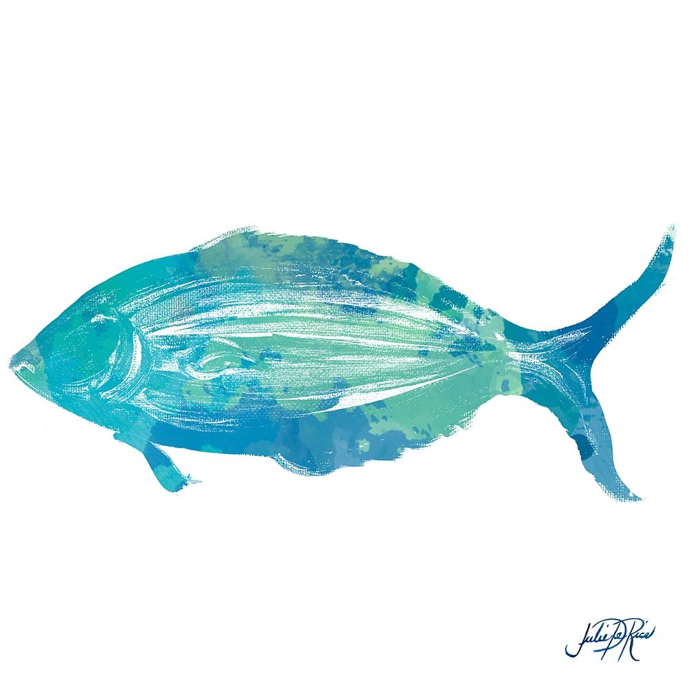 Art Print: Watercolor Fish in Teal I