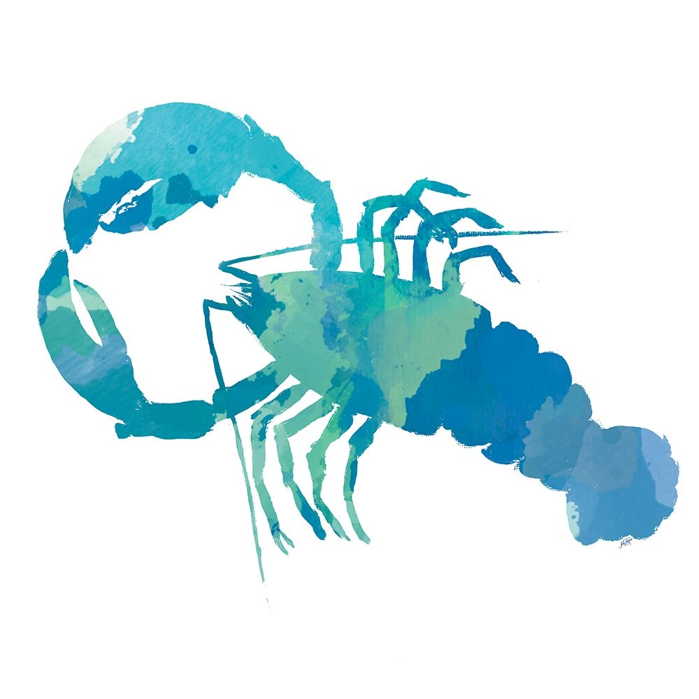 Art Print: Watercolor Lobster in Teal