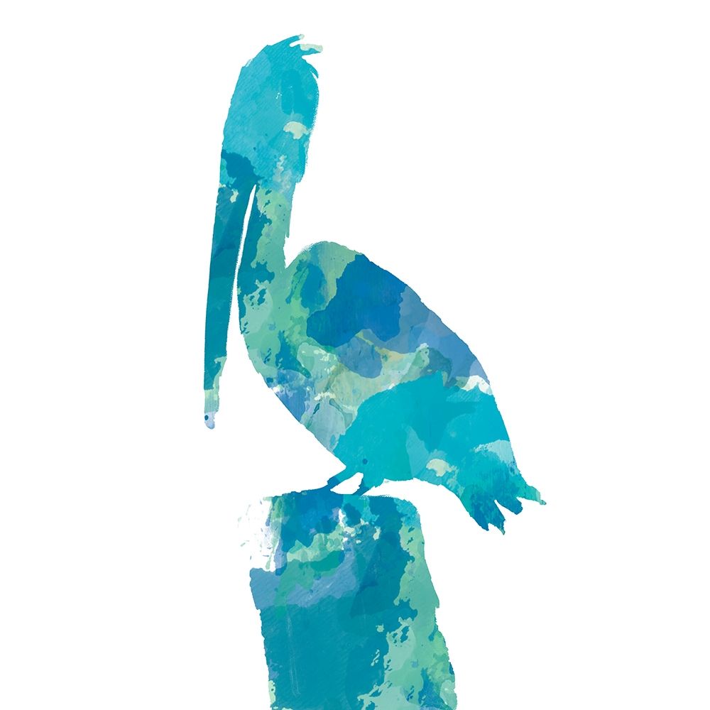 Art Print: Watercolor Pelican Square 1