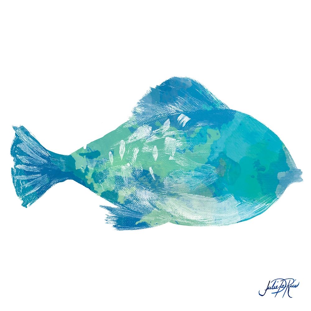 Art Print: Watercolor Fish in Teal II