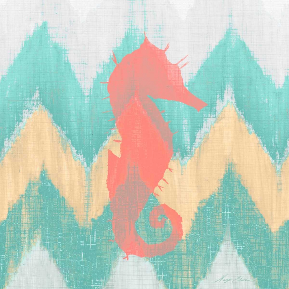 Wall Art Painting id:122754, Name: Sea Creature on Chevron I, Artist: Edwins, Hugo