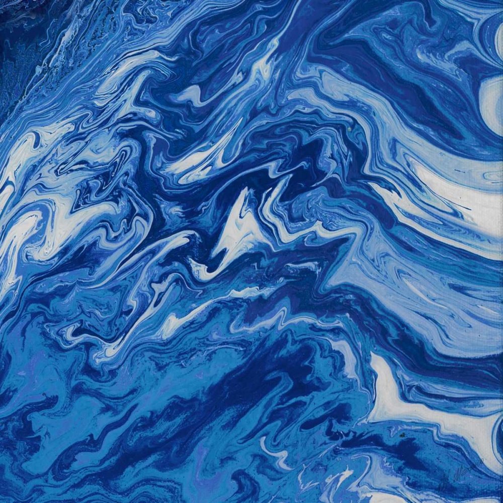 Art Print: Navy Marble Square