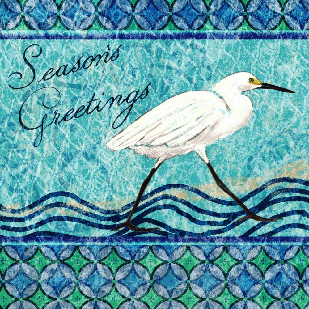 Wall Art Painting id:122910, Name: Snowy Egret Seasons Greeting I, Artist: Biscardi, Nicholas