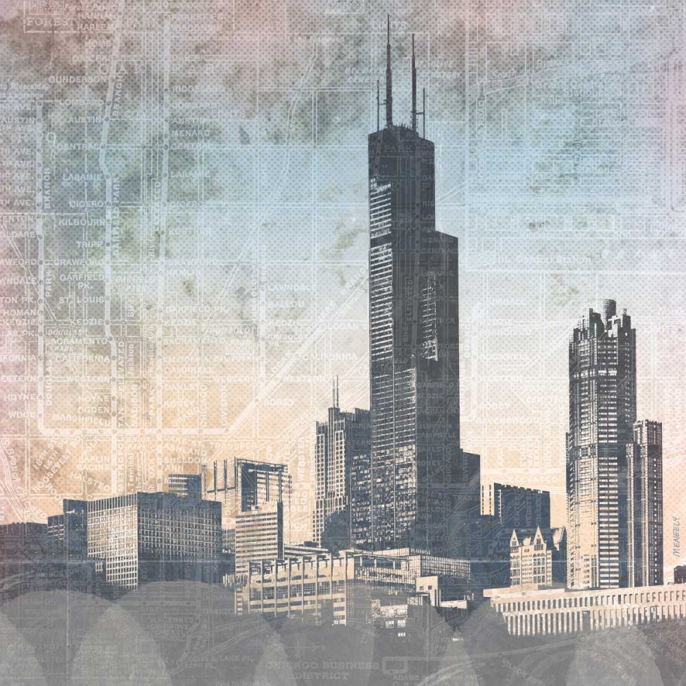 Wall Art Painting id:122963, Name: Chicago Skyline I, Artist: Meneely, Dan