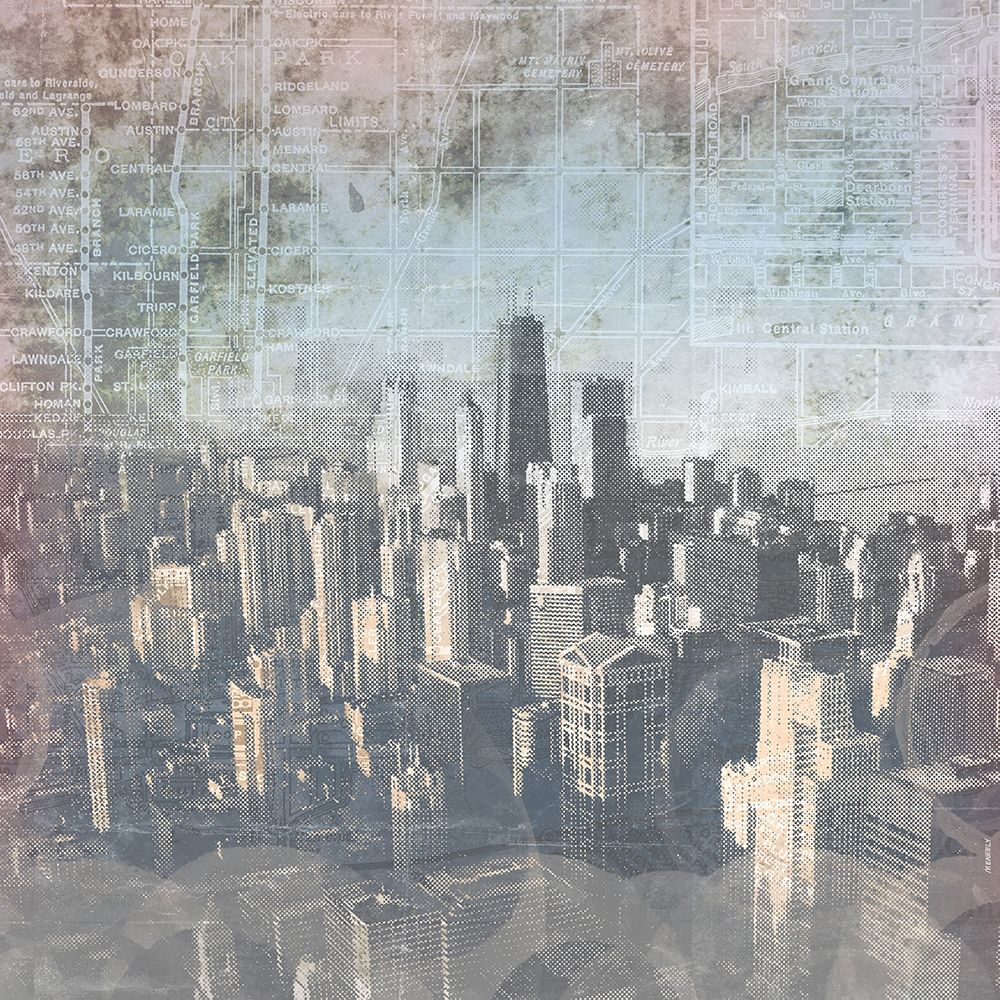 Wall Art Painting id:381258, Name: Chicago Skyline II, Artist: Meneely, Dan