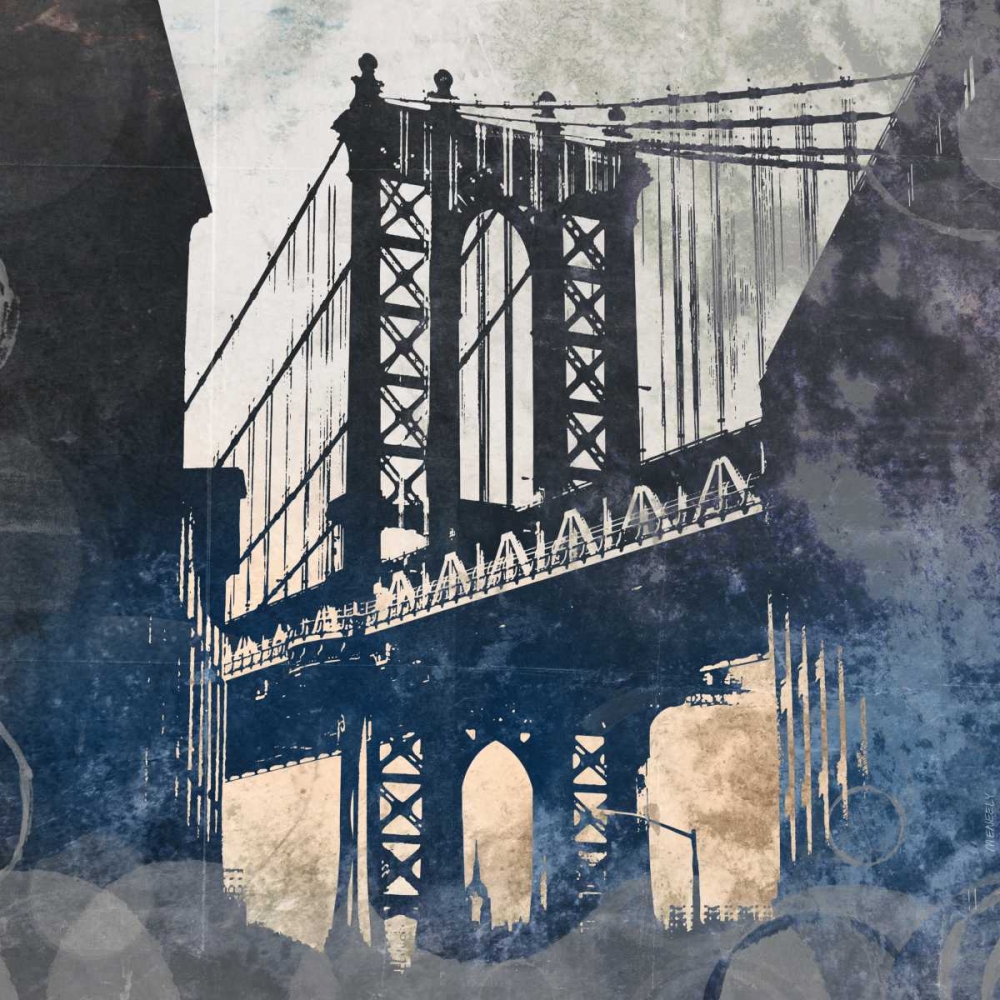 Wall Art Painting id:122966, Name: NY Bridge at Dusk II, Artist: Meneely, Dan