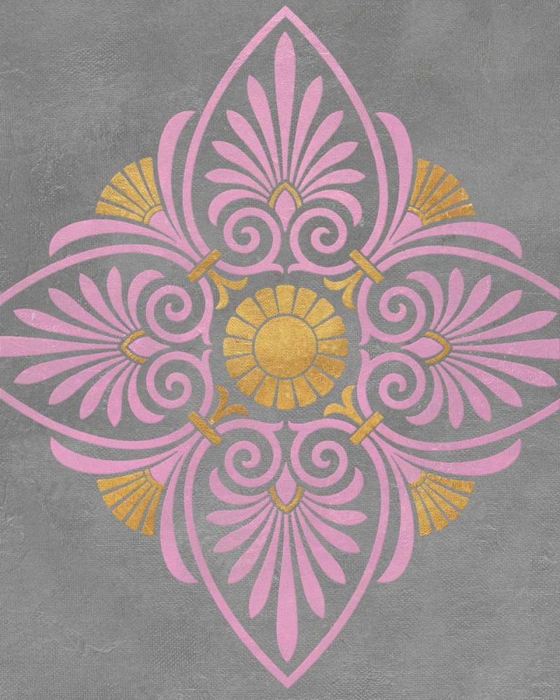 Art Print: Gray and Pink Medallion I