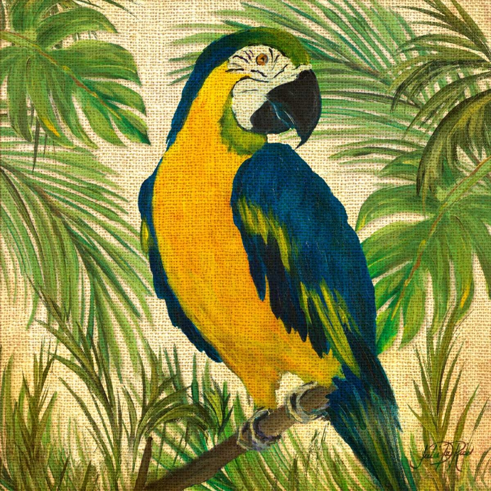 Wall Art Painting id:159878, Name: Island Birds Square on Burlap II, Artist: DeRice, Julie