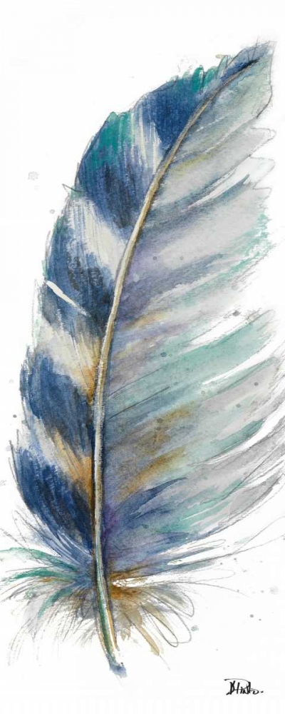 Wall art: Watercolor Feather White V, by Pinto, Patricia