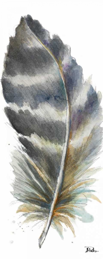 Art Print: Watercolor Feather White VI