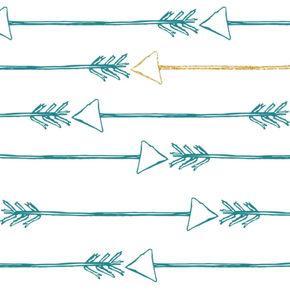 Art Print: Teal and Gold Arrows