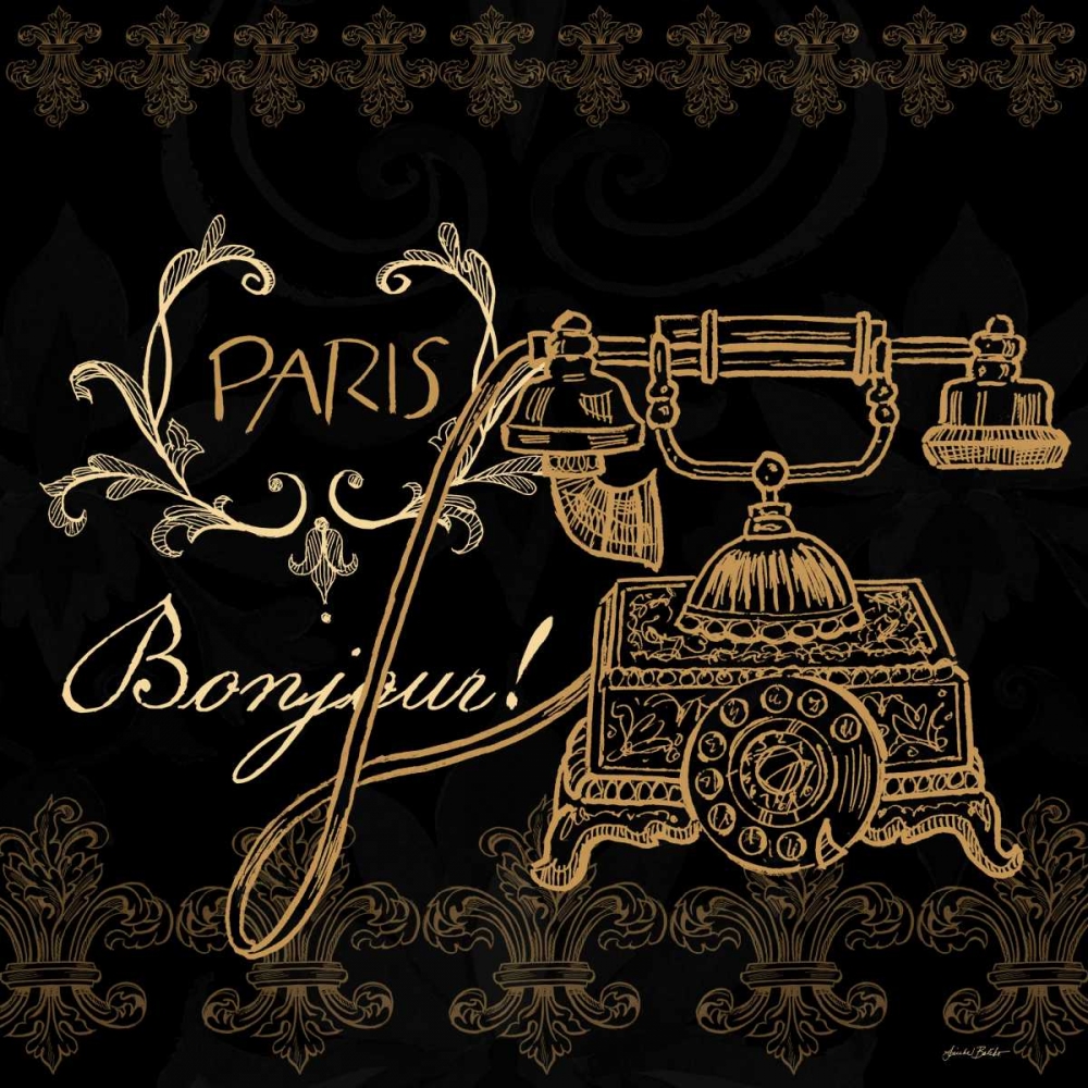Art Print: Elegant Paris Gold Square Border I