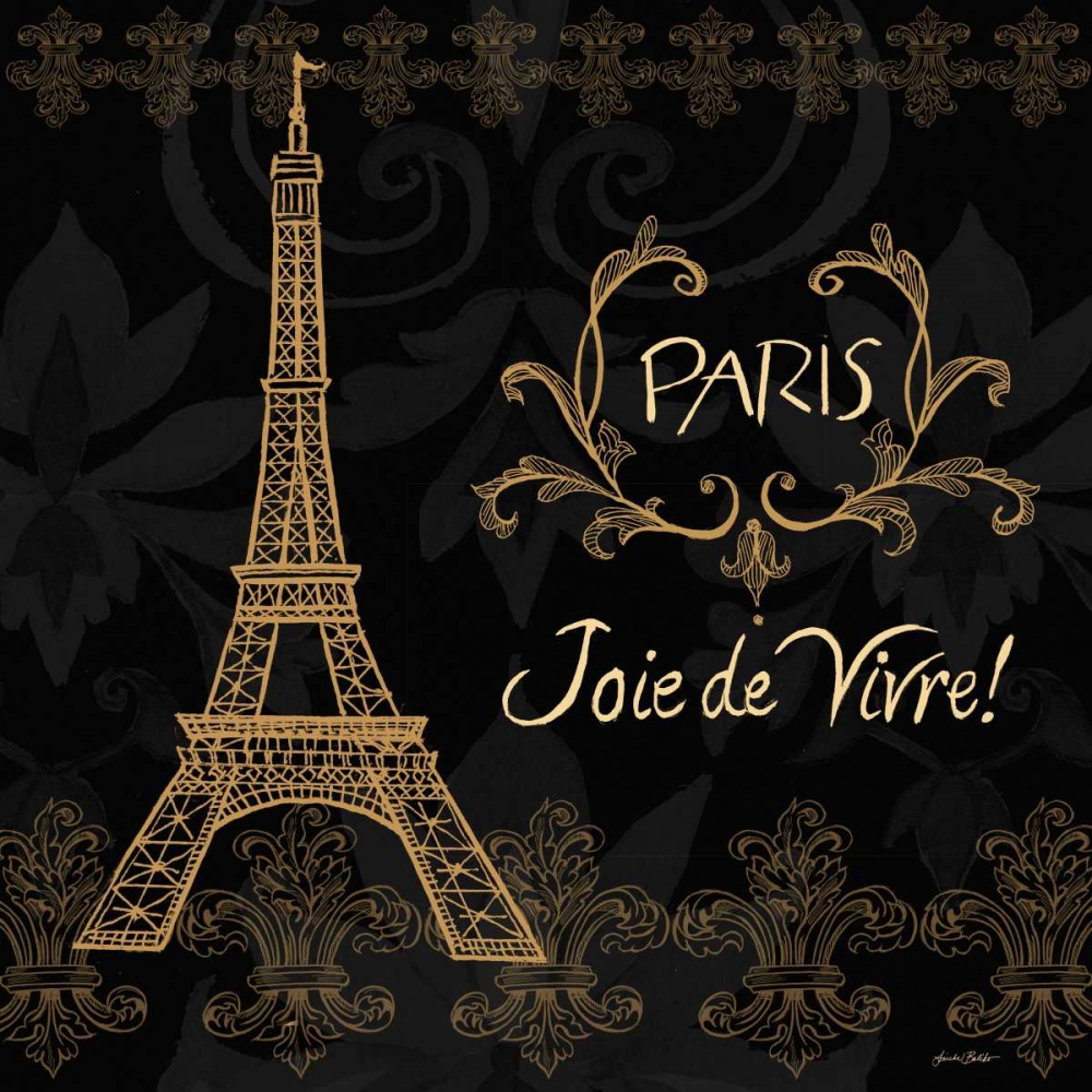 Art Print: Elegant Paris Gold Square Border II