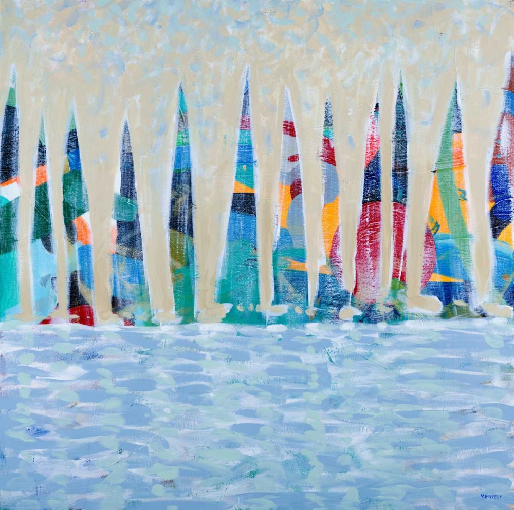 Wall Art Painting id:123323, Name: Dozen Colorful Boats, Artist: Meneely, Dan