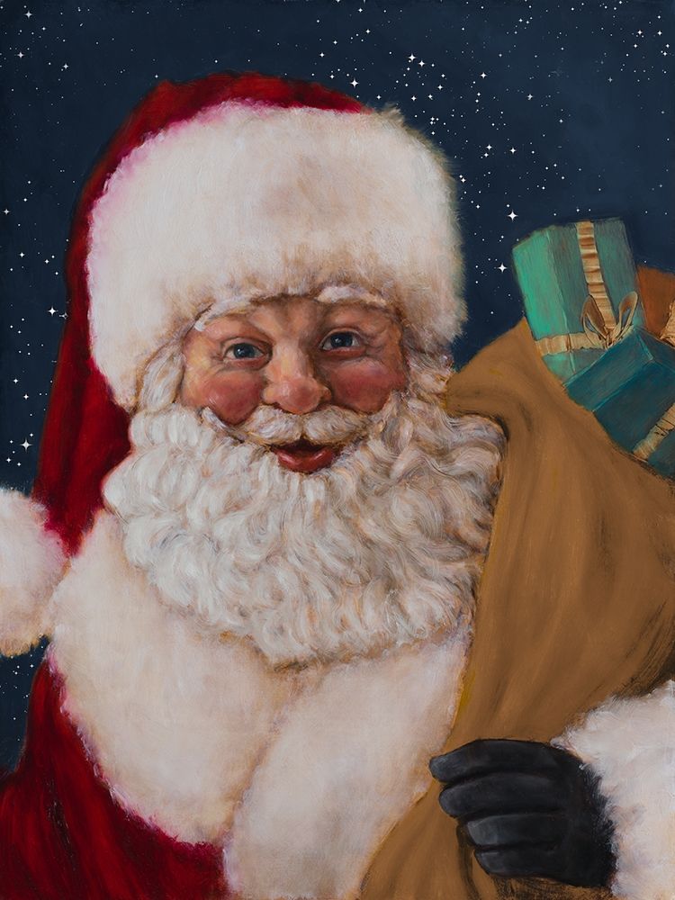 Wall Art Painting id:204957, Name: Jolly Saint Nick with Starry Night, Artist: Johnson, Walt