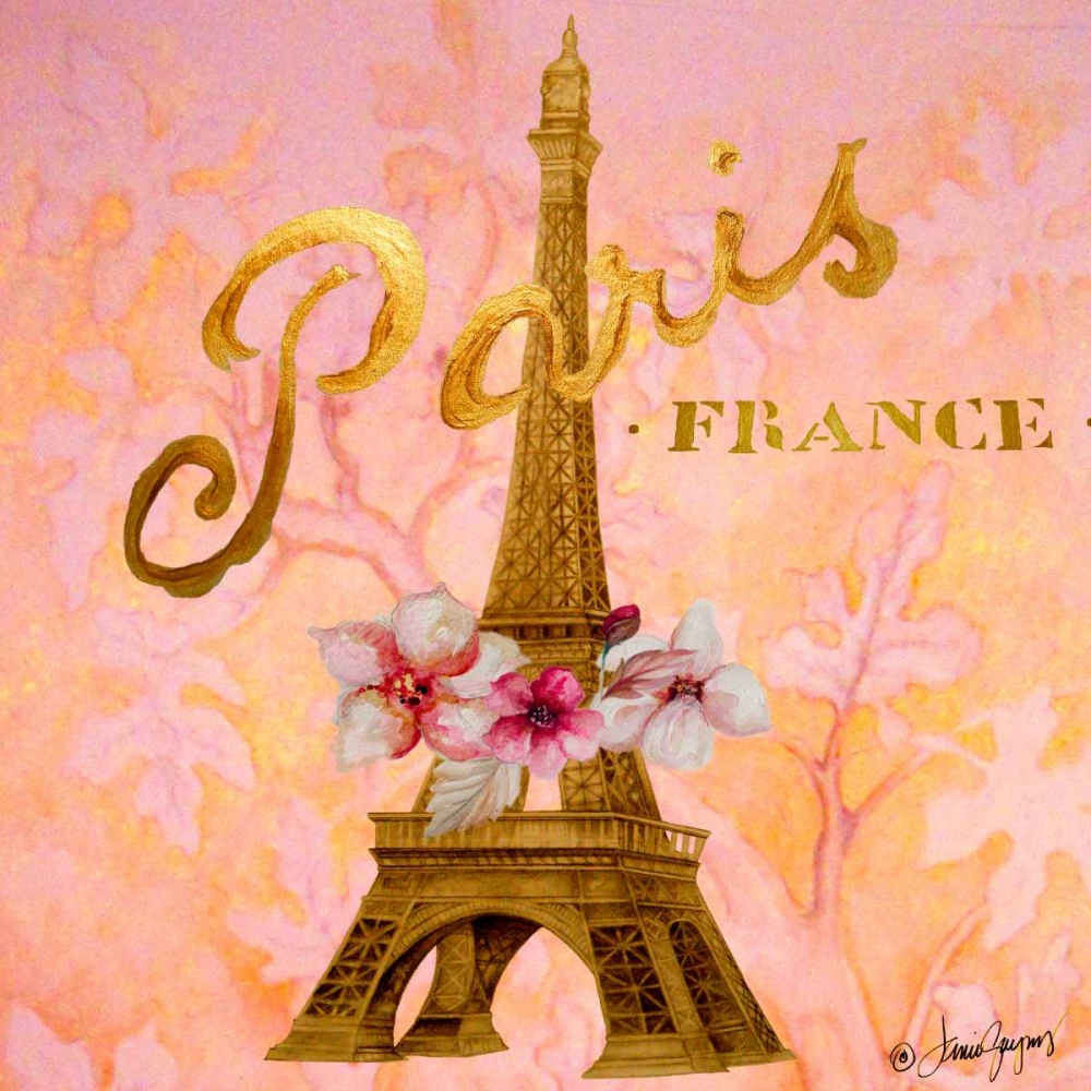 Wall Art Painting id:159727, Name: Gold Paris Eiffel, Artist: Gaynor, Janice