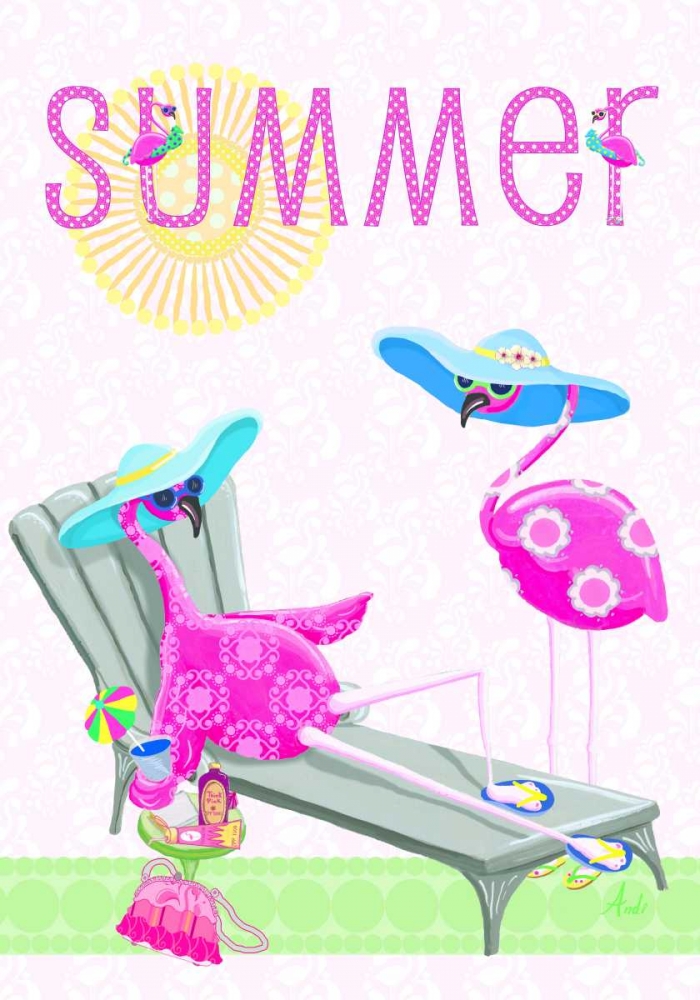 Wall Art Painting id:159248, Name: Flamingo Summer I, Artist: Metz, Andi