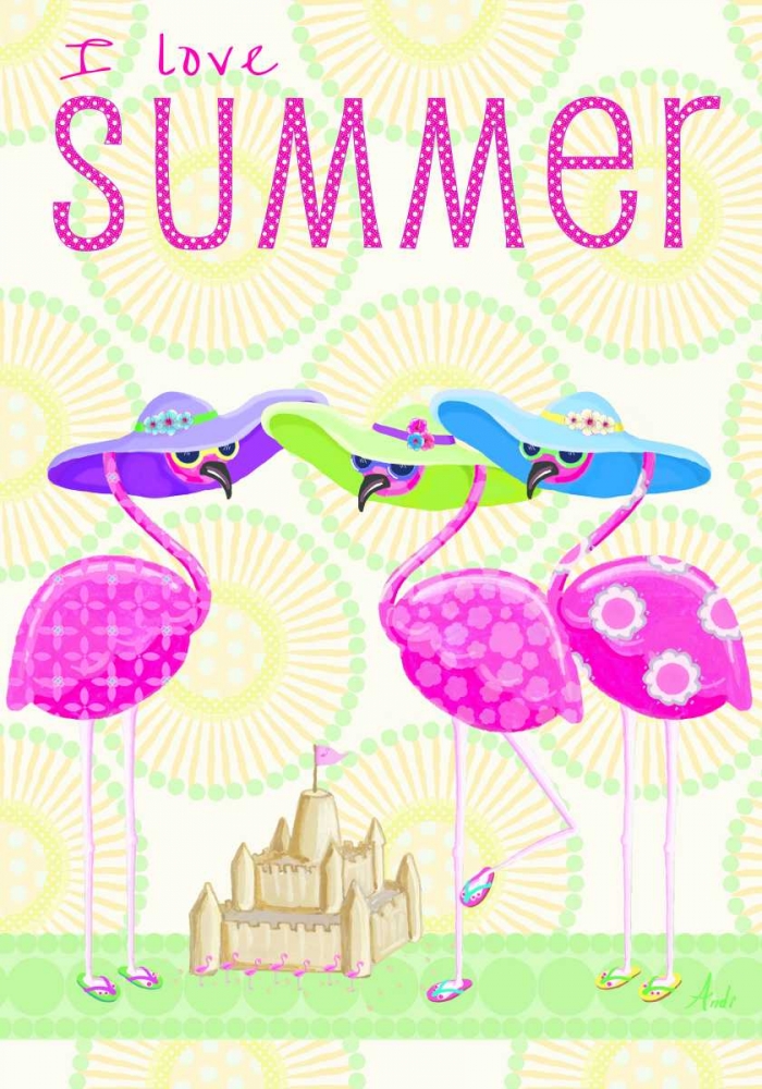 Wall Art Painting id:159249, Name: Flamingo Summer II, Artist: Metz, Andi