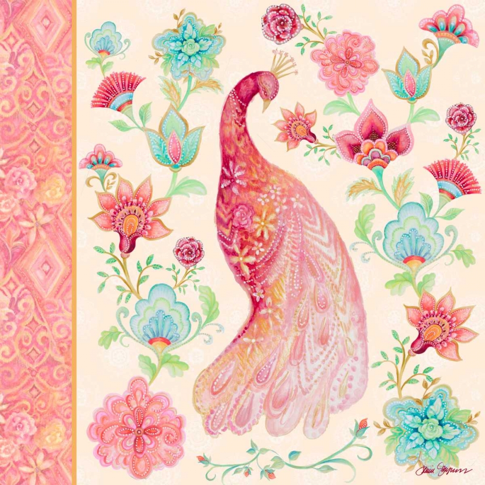 Wall Art Painting id:123672, Name: Pink Medallion Peacock I, Artist: Gaynor, Janice