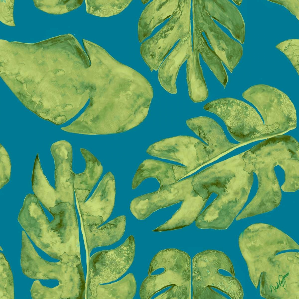 Art Print: Leaves On Teal