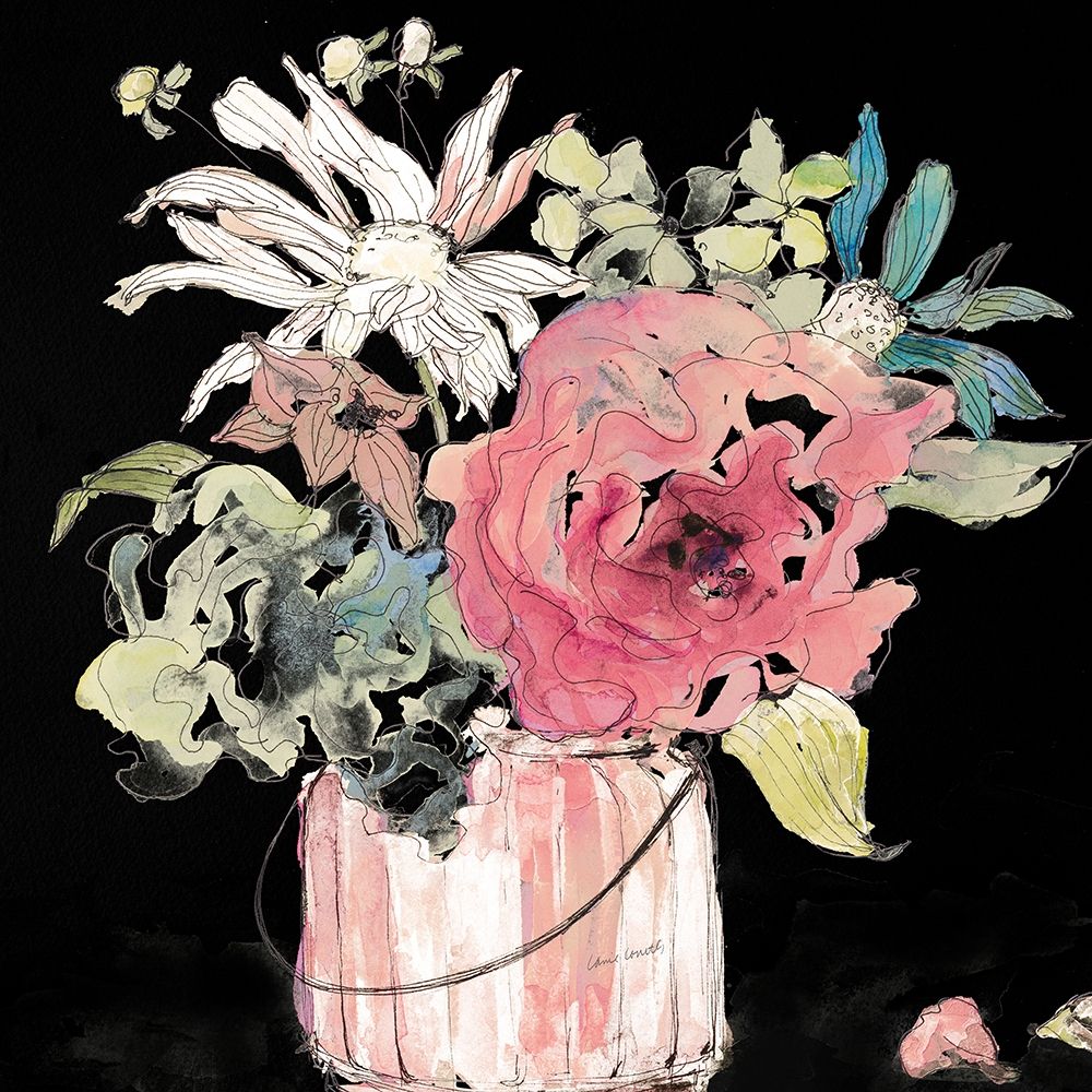 Wall Art Painting id:337892, Name: Flower Burst on Black I, Artist: Loreth, Lanie