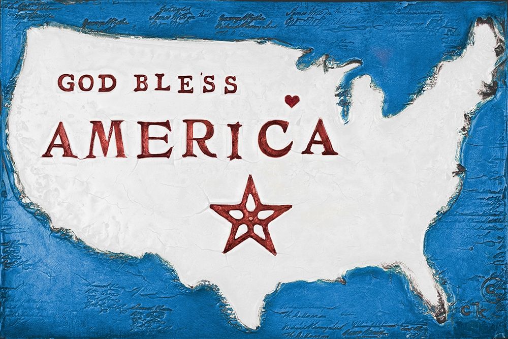 Wall Art Painting id:337904, Name: God Bless America (Red, White and Blue), Artist: Kinnison, Carolyn