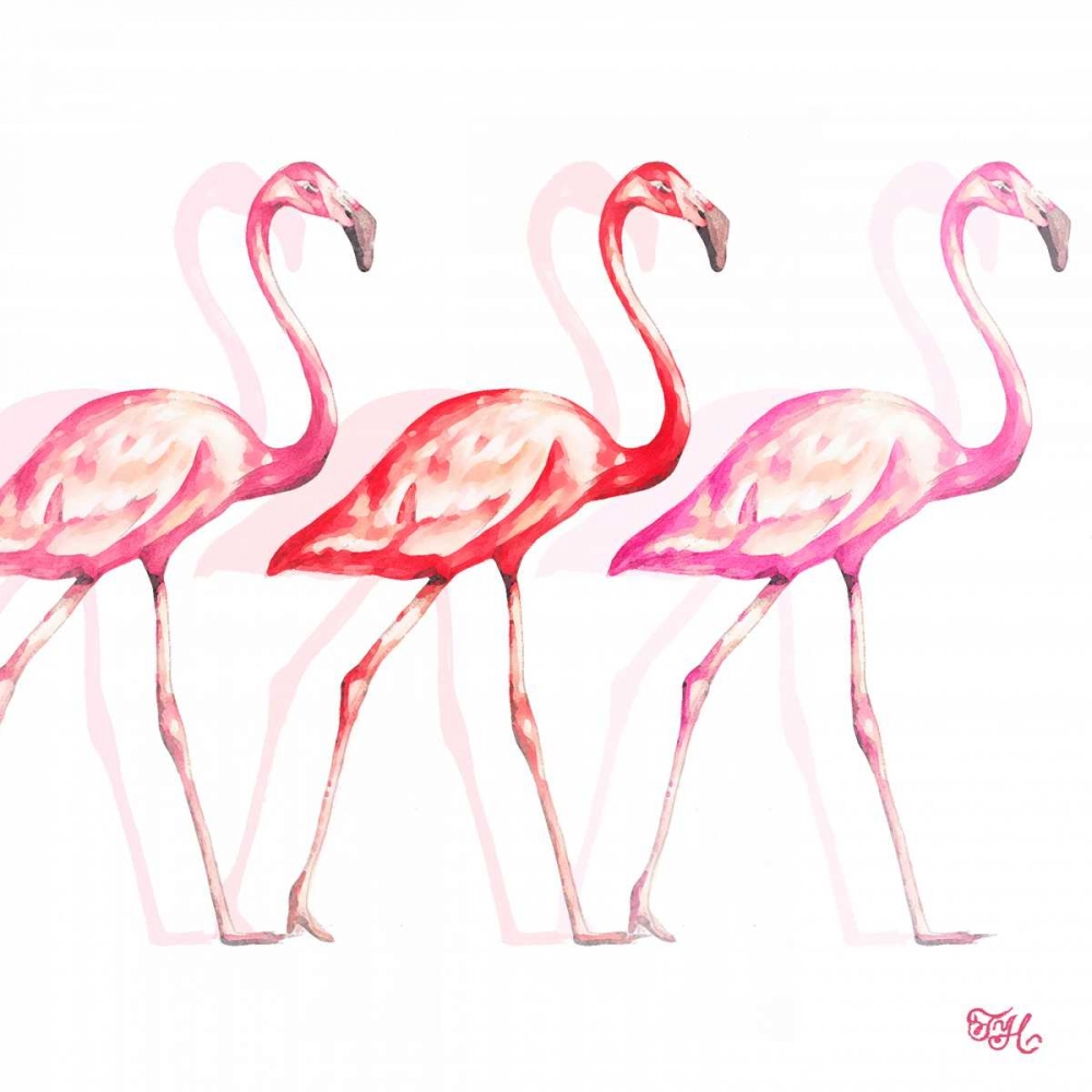 Wall Art Painting id:142757, Name: Flamingo Trio I, Artist: Hakimipour, Tiffany