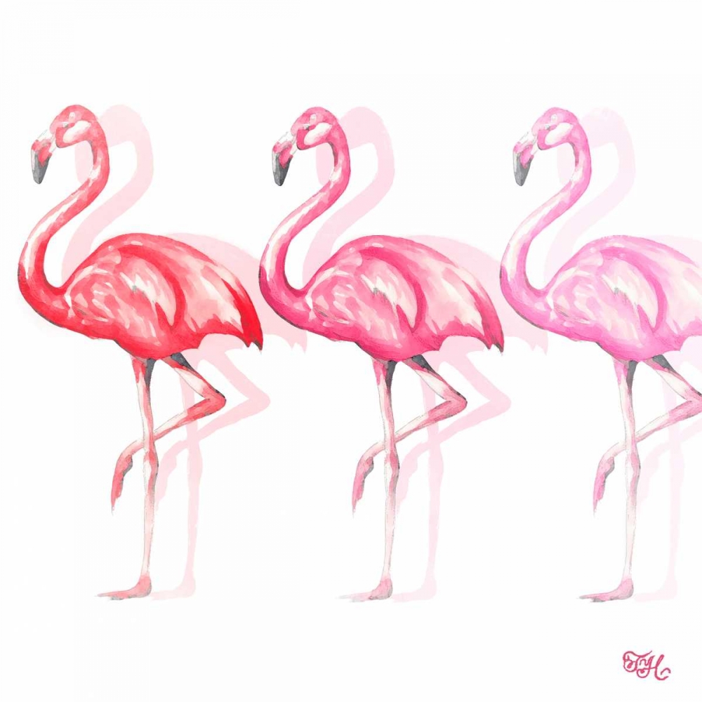 Wall Art Painting id:142758, Name: Flamingo Trio II, Artist: Hakimipour, Tiffany