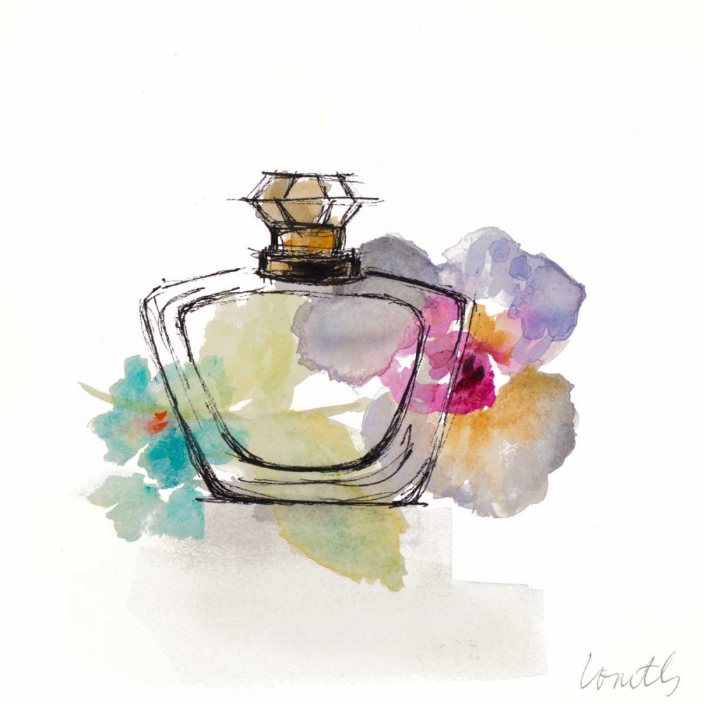 Art Print: Crystal Watercolor Perfume  Square I
