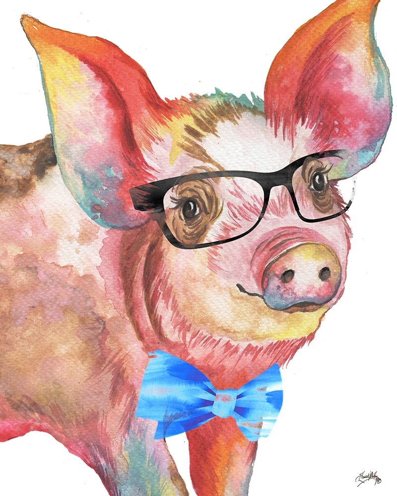 Wall Art Painting id:205796, Name: Nerdy Pig, Artist: Medley, Elizabeth